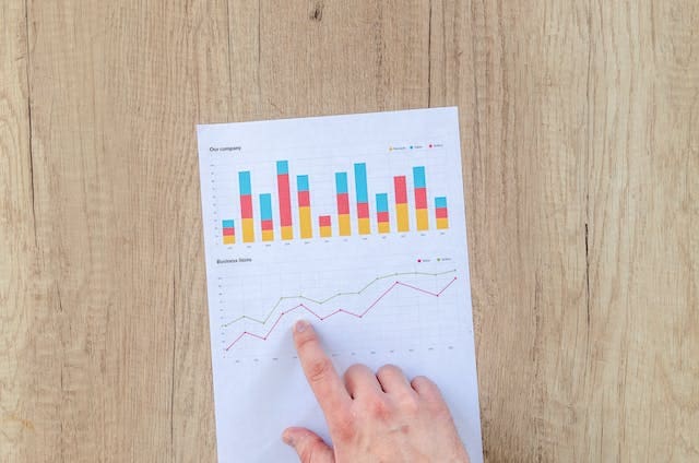 person looking a ta bar graph